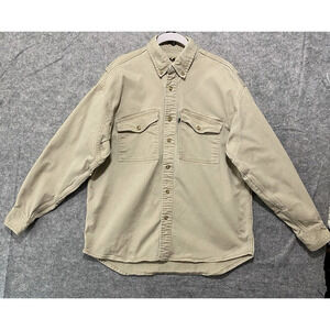 Justin Original‎ Workwear Shirt Mens Sz M Tan Long Sleeve Reinforced Elbow Heavy